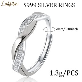 Lubgitsr S999 Sterling Silver Rings For Women, Infinity Love Promise Rings, Cubic Zirconia Eternity Wedding Promise Ring, For Women Girls Anniversary Jewellery Gifts