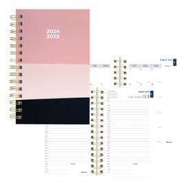Blueline® Essential Academic Daily/Monthly Planner, August 2024 to July 2025, Gold Twin-Wire Binding, Poly Cover, 8" x 5", Geo Design, Horizon, Bilingual (CA214BPH.02-25)