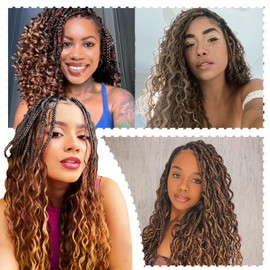 8 Packs Crochet Braids Hair Extensions-18 Inch Goddess Braids Extensions Hair Crochet Braids With Curly Ends Crochet Braiding Hair for black women Boho Box Braids Crochet Hair Pre Looped (1B/30/27#)