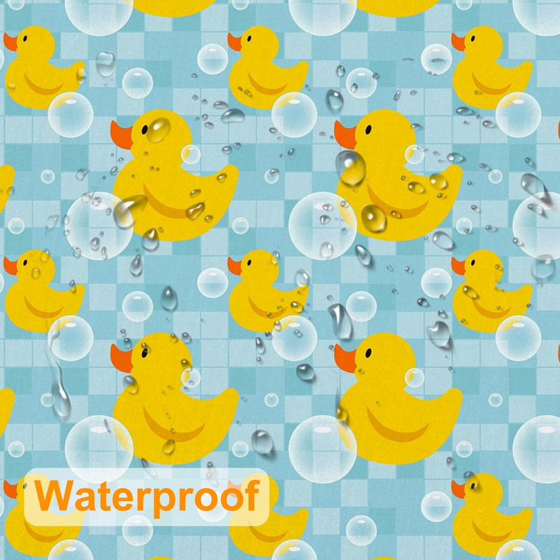 rzzlp Rubber Duck and Bubble Shower Curtain,Washable Fabric Curtain,Rustic Farmhouse