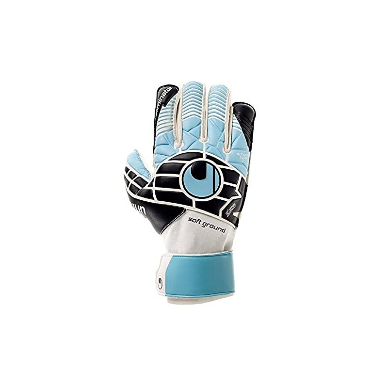 uhlsport Eliminator Soft Rf Men's Goalkeeper Gloves, Men, 101103101, schwarz/eisblau/Weiß,