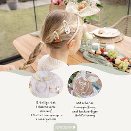 Papierdrachen Easter Hair Accessory Set - 12 Pieces - Headband - Hair Clips - Hair Bobbles - for Long and Fine Hair