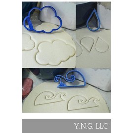 WATER CYCLE CLOUD RAINDROP OCEAN WAVE SET OF 3 SPECIAL OCCASION COOKIE CUTTERS BAKING TOOL 3D PRINTED MADE IN USA PR1107
