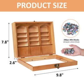 Svfreyavis Anxiety Bookshelf – Shake Design to Relieve Stress, Miniature Shelf with 200 Tiny Miniature Books, Perfect for Home and Office Decor, Gift for Book Lovers, Brown.