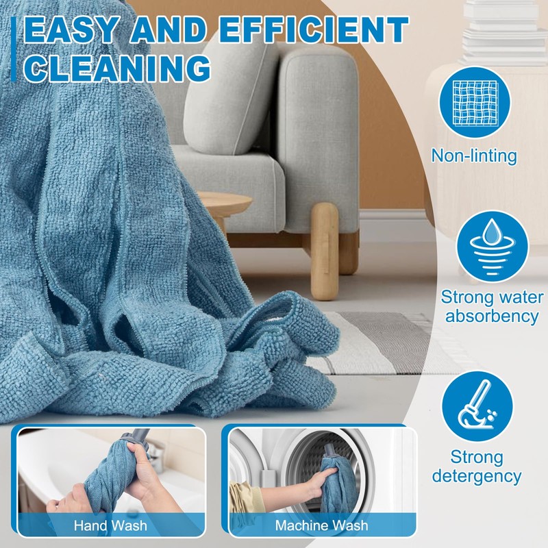 KeFanta Mops for Floor Cleaning,One Mop Handle with 2 Blue