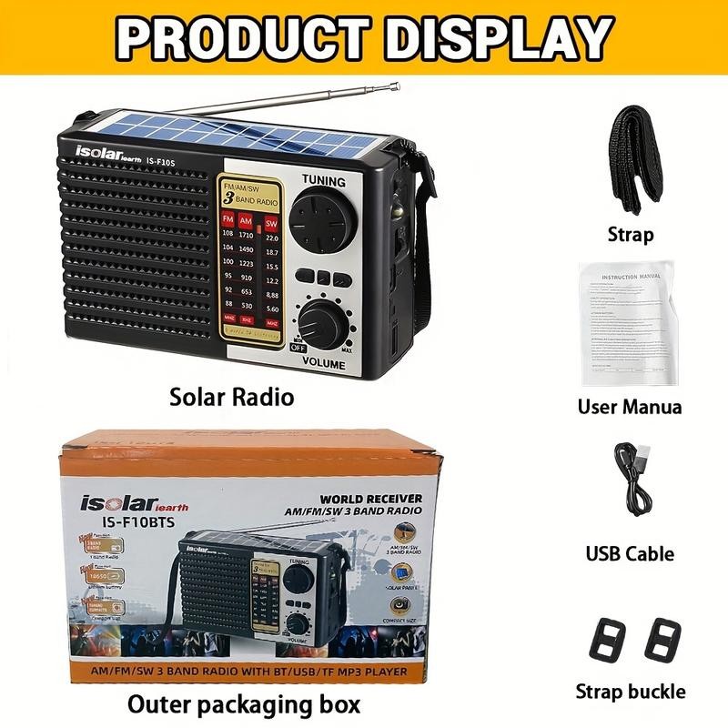 2024 New Solar Emergency Radio, AM/FM Digital Speaker With LED