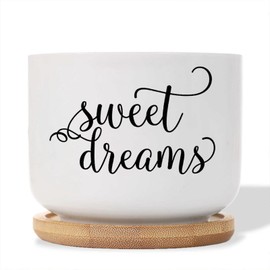 DecStic Sweet Dreams Ceramic Planters Bible Verse Pots for Plants with Drainage Holes and Saucers Pot for Home Office Desk Garden