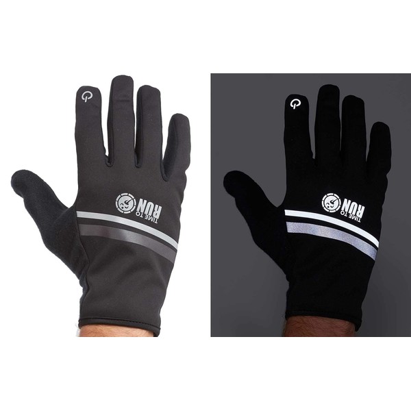 Time To Run Running Gloves-Touchscreen/Reflective/Windroof/Gripping Palm Ideal For Winter Running/Cycling/Walking