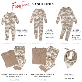 HonestBaby Family Matching Holiday Pajamas Organic Cotton for Men, Women, Kids, Toddlers, Baby Boys, Girls, Unisex Pets, Sandy Pines, X-Large