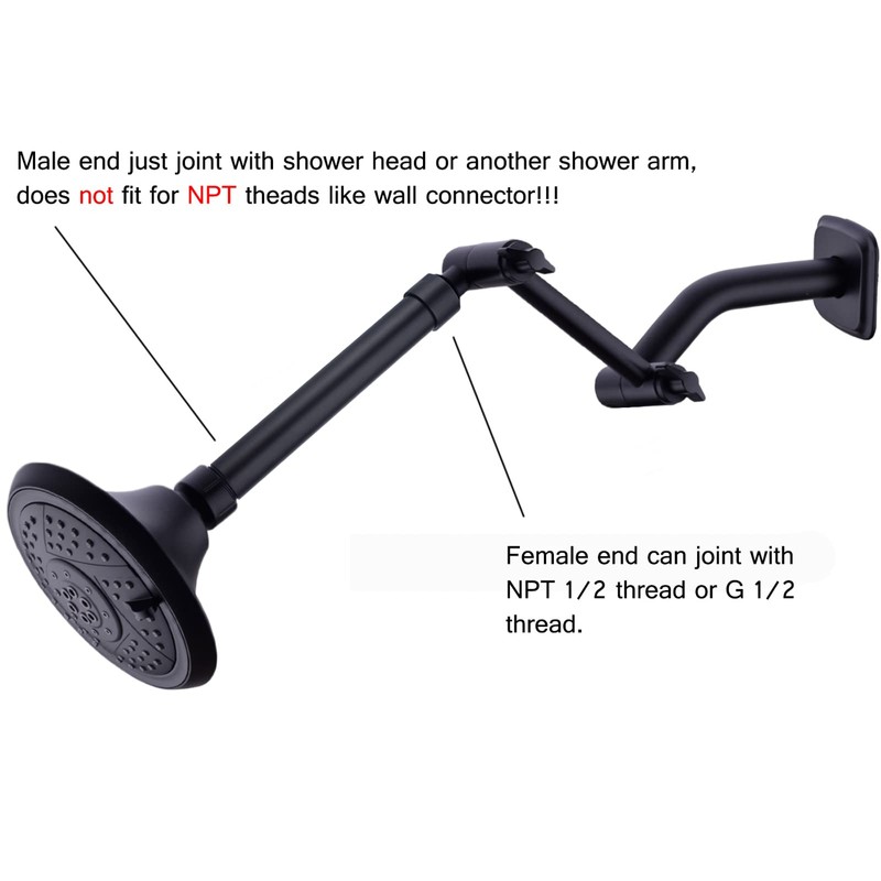 TRUSTMI Shower Arm Extension, 6 inch Stainless Steel Shower Head