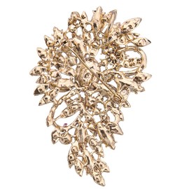 EVER FAITH Women's Austrian Crystal Vintage Inspired Flower Leaf Bouquet Brooch Purple Gold-Tone