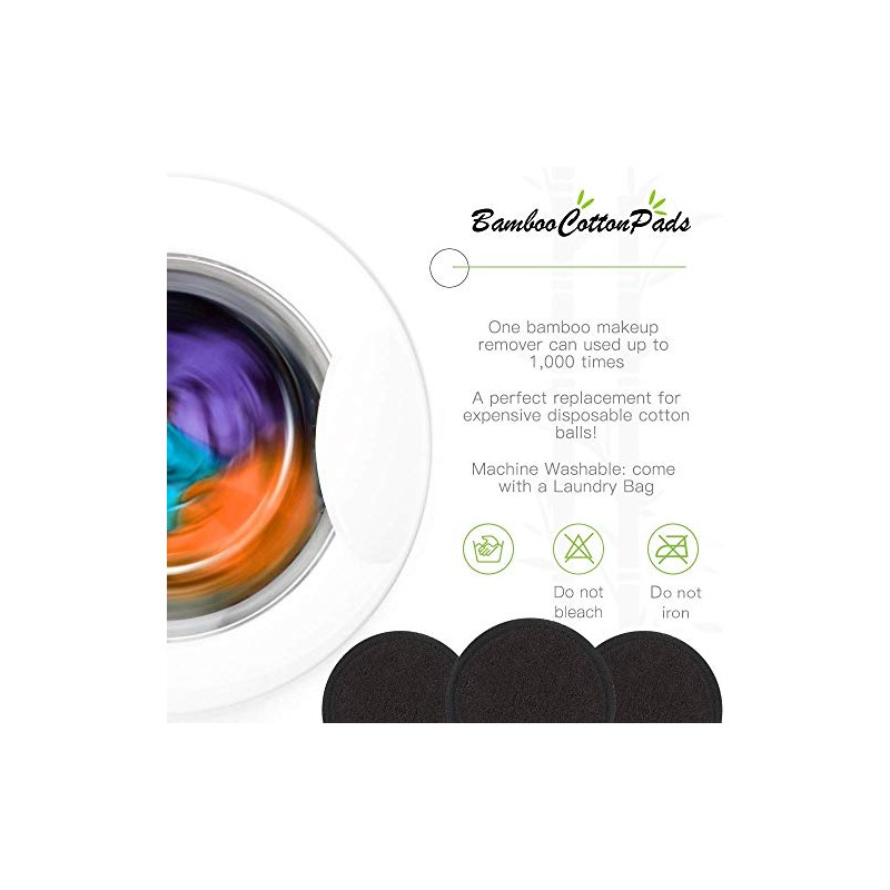 Almohadillas desmaquillantes reutilizables color negro, lavables, paquete de 10 unidades