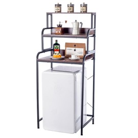 TDLEAYYD 3-Tier Mini Fridge Shelf, Free Standing Kitchen Storage Shelf Rack Kitchen Baker's Rack Microwave Stand with Storage for Dorm