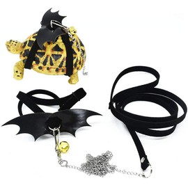 Turtle Harness and Leash with Wings Tortoise Leash Lizard Leash Tortoise Harness Strap Small Animal Adjustable Collar Leash Walking Lead Control Rope Pet Harness Leash (S (3.1'' - 7.1''),Black)