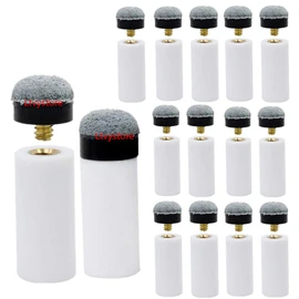 Ltvystore 13mm Soft Grey Cue Tips Billiard Replacement Screw-on Tips with White Pool Cue Stick Ferrules, Durable Professional Snooker Cue Replacement Parts Stick Repair Tool Set, Pack of 30 (13mm)