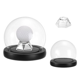 TOLIDA Golf Ball Display Case, Dustproof Golf Ball Racks with Glass Dome Transparent Golf Ball Display Stand for Golf Ball Souvenir Gift