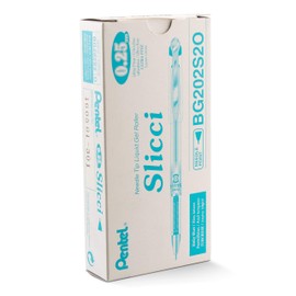 Pentel Arts Slicci 0.25 mm Extra Fine Gel Pen, Baby Blue Ink, Box of 12 (BG202-S2)