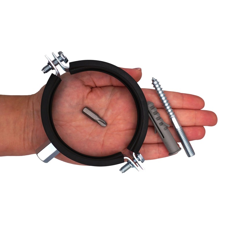 SKIR'CO Black Rubber Coated Pipe Clamps for 75-80mm Pipe Wall