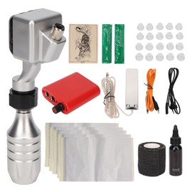 Rotary Tattoo Machine Kit Complete Professional Red Power Supply Silver Tattoo Machine Pen Kit 90‑265V EU Plug