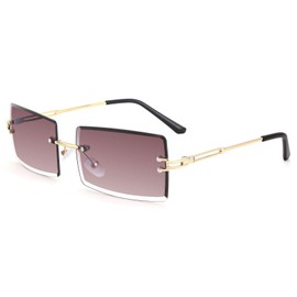 FEISEDY Vintage Rimless Sunglasses Rectangle Frameless Candy Color Glasses Women Men B2642