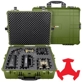 Eylar 24" X-Large Hard Case Equipped With Ragar Reconfigurable & Reusable XP Crosslinked Foam Insert, Waterproof, Shockproof For Equipment, Drones And Cameras (2 Ragar Layers) (Green)