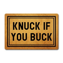 Funny Welcome Doormat Funny Quote Rubber Door Mats Monogram Novelty Gift Doormat Knuck If You Buck (23.7 in X 15.6 in) Fabric Top With a Anti-Slip Rubber Back For The Entrance Way Indoor Kitchen Rugs