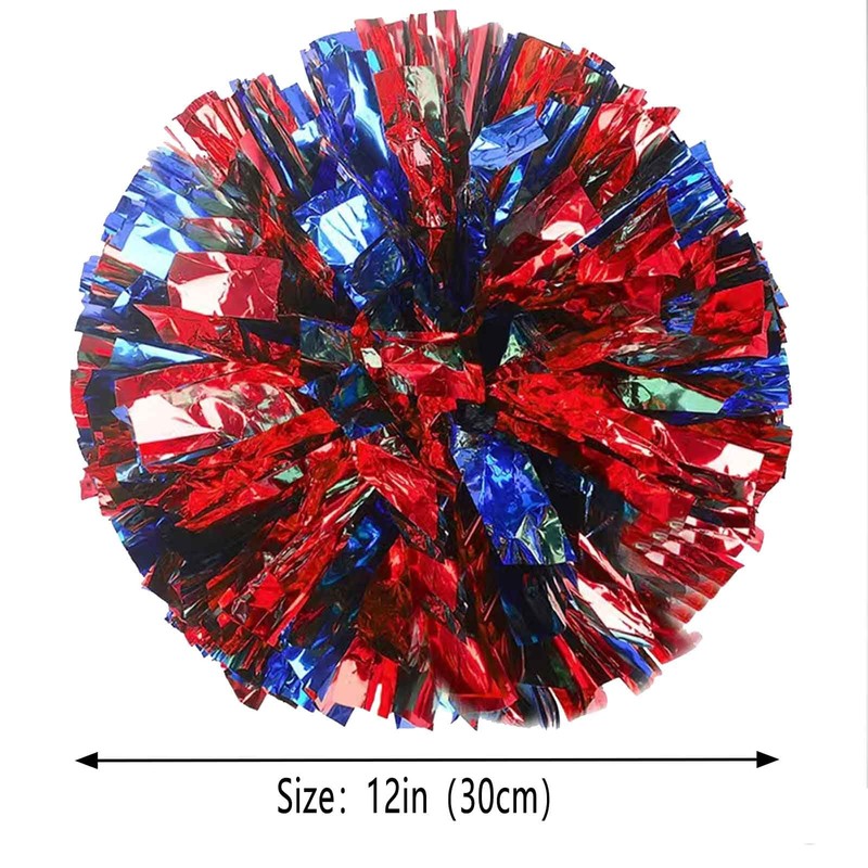 We Moment Blue and Red 12in Cheerleading pom poms Metallic