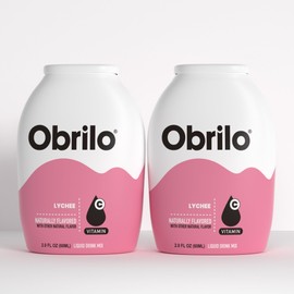 Obrilo Water Enhancer Liquid Flavoring Drops - ZERO Sugar/Calorie, Dye Free, Naturally Flavored Drink Syrup, 2.0 fl oz x 2 Bottles for Kids & Adults (Lychee)