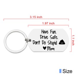 Beugif Graduation Coming of Age Gift for Teen Boys Girls Have Fun Keyring Drive Safe Key Chain Don't Do Stupid Keychain Tag (HDD-silver-mom), 1.97 inch*1.10 inch