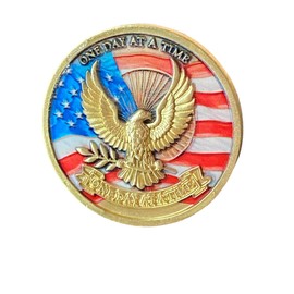 American Bald Eagle USA Flag Patriotic One Day at A Time Medallion Serenity Prayer Chip