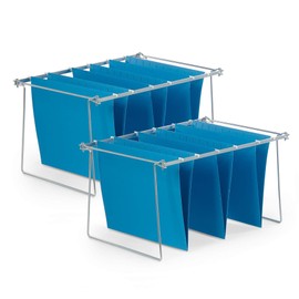 Blue Summit Hanging File Bars For File Cabinet, Letter Size, 13x17.5, Metal Files Holder Bars on Desktop, File Drawer Organizer Insert, Filing Cabinet Organizer Insert, Set of 2
