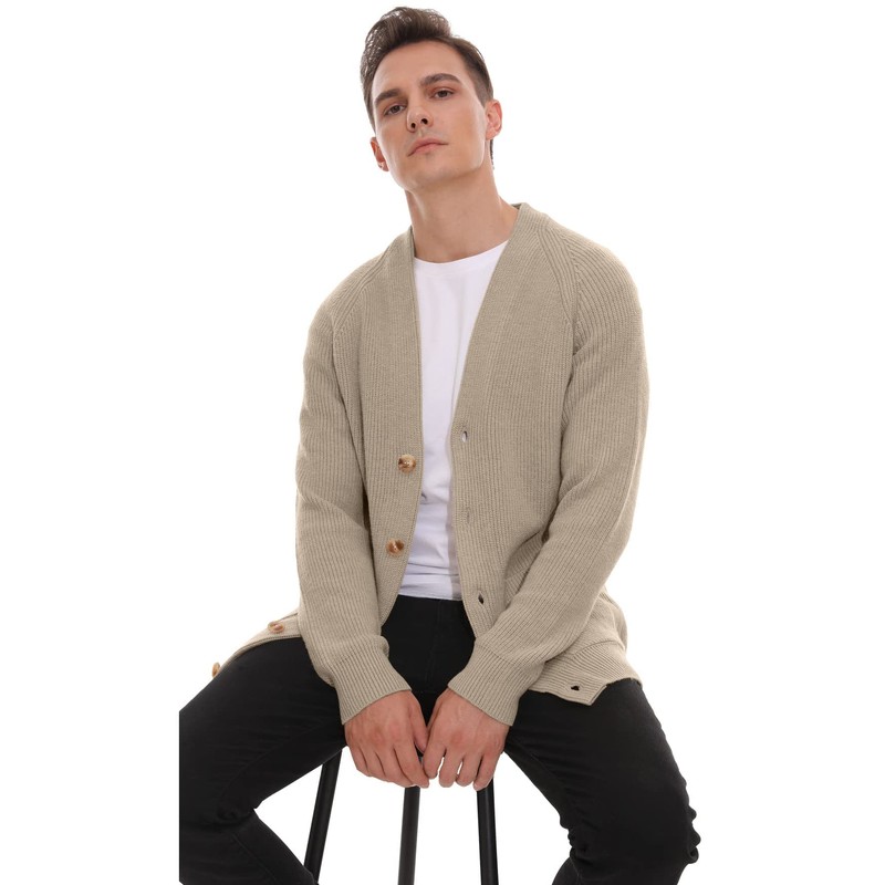 Sailwind Mens Long Sleeve Cardigan Autumn Chunky Knitted V Neck