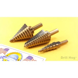 Drill Hog® Electrician 3/16-1/2, 7/16-1-1/8, 1/4-1-3/8" Step Bit Set 3 Pc M7
