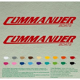 Pair of Commander Compatible Replacement Decals Vinyl Stickers Boat Outboard Motor Set of 2 (12", Red 031)