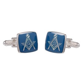 Masonic Cufflinks for Men - Freemason Blue Square & Compass Cufflinks Presented In GS Cufflink Box (Blue/Silver with G)