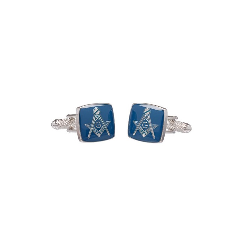Masonic Cufflinks for Men - Freemason Blue Square & Compass