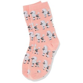 Hot Sox Girls' Big Animals Novelty Casual Crew Socks, Poodles (Blush), S/M