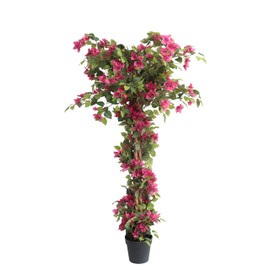 Damomo Damomo 5 Feet Artificial Bougainvillea Tree with Flowers in Plastic Pot Faux Blooming Tree for Decor Indoor or Outdoor Home Office, 1 PCS(63 inch)