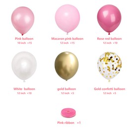 Przyjecie Pink Gold White Latex Balloons,61 Pcs Pink and Gold Confetti Party Balloons For Girl's Birthday Mother's Day Baby Shower Engagement Wedding Anniversary Party Decorations