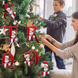 Christmas Decorations Hanging Tree Ornaments - Merry Chrismas Letter Santa Claus Ornament Monogram Ornaments Alphabet Christmas Ornaments Hanging Name Word Red Santa Xmas Tree Ornament (Q)