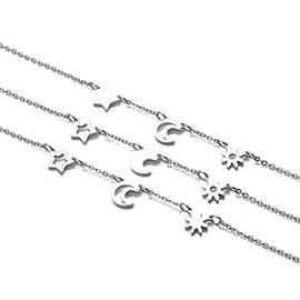 JINGMARUO 3 Sisters Bracelets Best Friends Necklace for 3 Set of 3 Heart Bracelets 3 BFF 3 Bestie Long Distance Friendship Gift (Sun Moon and Star Bracelet Set)