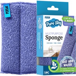 Pure-Sky Ultra Microfiber Cleaning Sponge – for Kitchen and Multipurpose Use – JUST ADD Water No Detergents Needed – Use for Removing Stains in The Cracks, Window Frame, Tubs, and Sinks