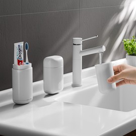 Hordely Travel Soap Case Container, Portable Toothbrush Travel Case with Mouthwash Cup, Soap Bar Toothpaste Tooth Brush Holder Set for Traveling, Bathroom, Camping, Gym, Grey