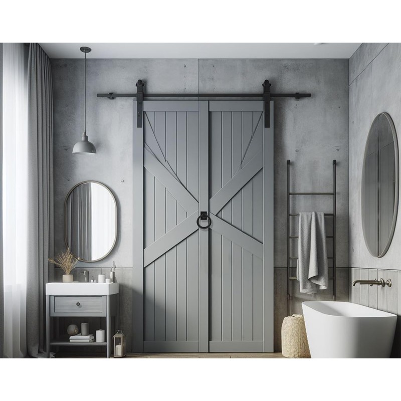 trust4care 3-3/4" Matte Black Rotating Barn Door Pull Handle, Flush