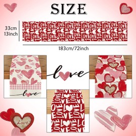 LHLZNB Red Love Hearts Valentine's Day Table Runner, perfect party decorations,Seasonal Anniversary ,Kitchen Dining Table Decoration for Indoor Home Party 33x183 cm (Pink)