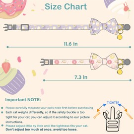 Faygarsle 2 Pack Cute Cat Collar with Bell Breakaway Bowtie Cat Collar for Male Female Cat Soft Fancy Pink Purple Cat Collar with Ice Cream Doughnuts Pattern Summer Cat Collar for Boy Girl Cats