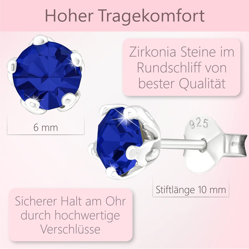 EYS JEWELRY Round Cubic Zirconia Women's Earrings 925 Silver Crystal