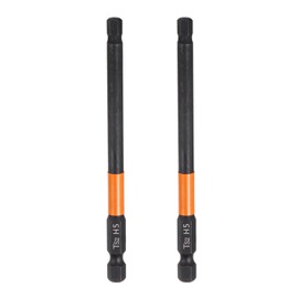 sourcing map 2pcs H5 Hex Head Drill Bit Wrench 5mm Metric Flat Tip 1/4" Hex Shank 100mm (4") Long Magnetic Black Phosphate Hexagonal Screw Driver Socket Industrial Screwdriver Power Bits