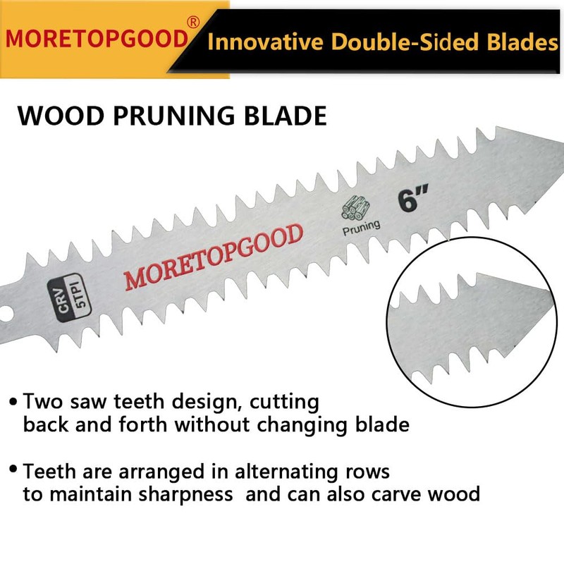 MORETOPGOOD Double-Sided Reciprocating Saw Blade,6 Inch Wood Pruning Japanese Teeth