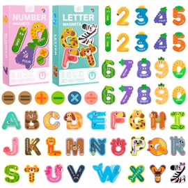Magnetic Uppercase Letters and Numbers, Educational Learning Tool Fridge Magnets for Kids,Word Recognition 56 Pieces Magnets, Spelling Learning Games Toys for Baby Toddler Preschool
